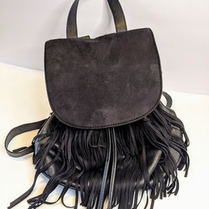Black backpack faux suede with fringe by H&M